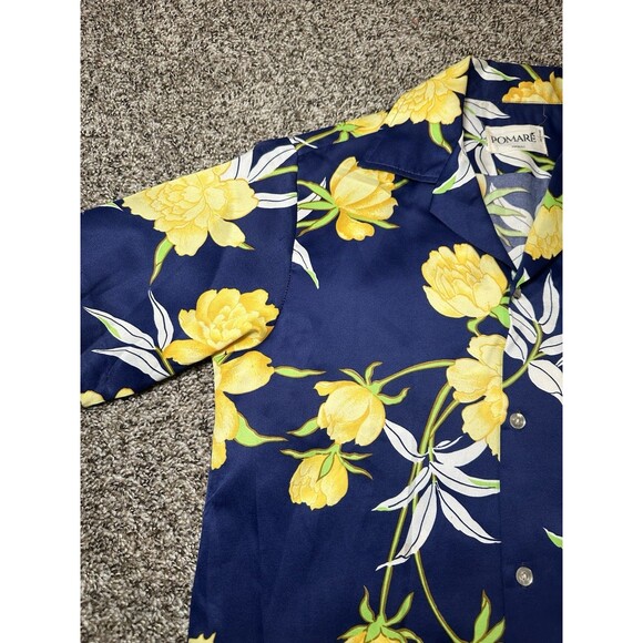 POMARE Blue Small Aloha Hawaiian Button Color Shirt - Picture 4 of 10